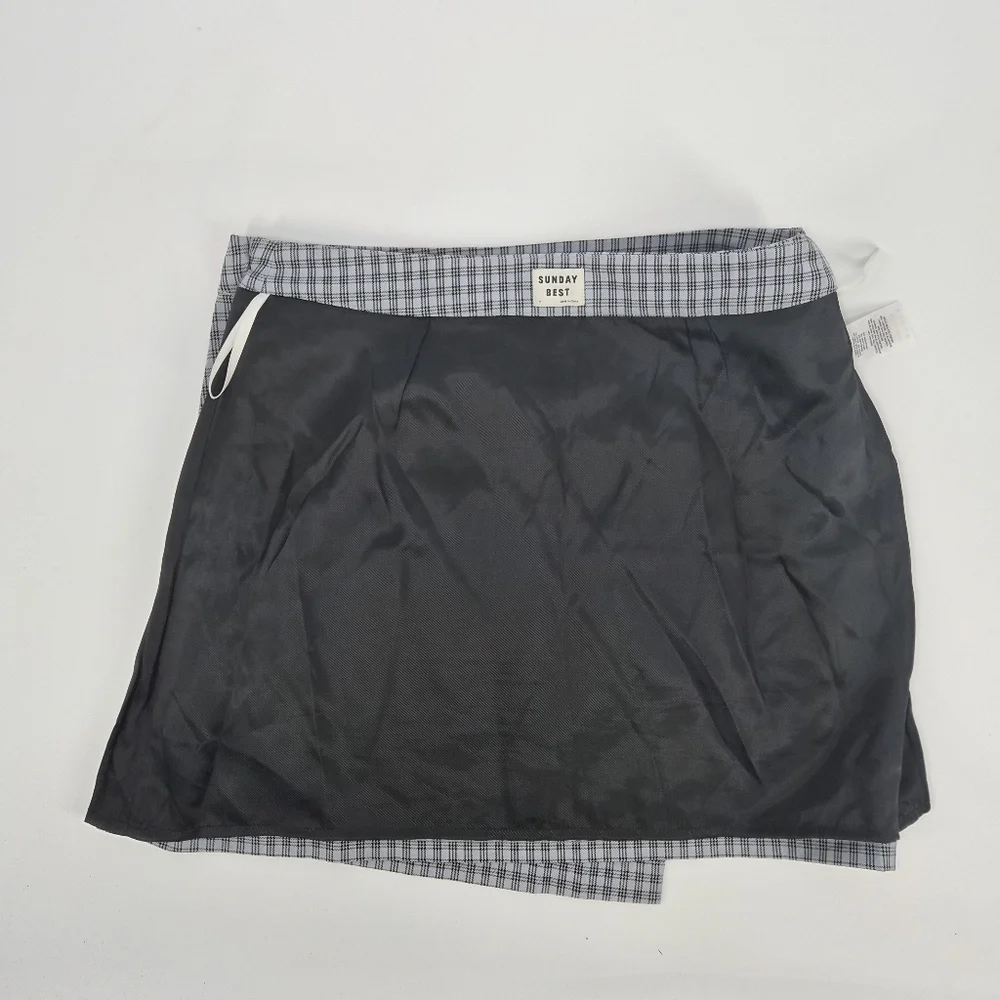Aritzia Sunday Best Pilot‎ Skort Dusty Blue Check Plaid Mini Size 10